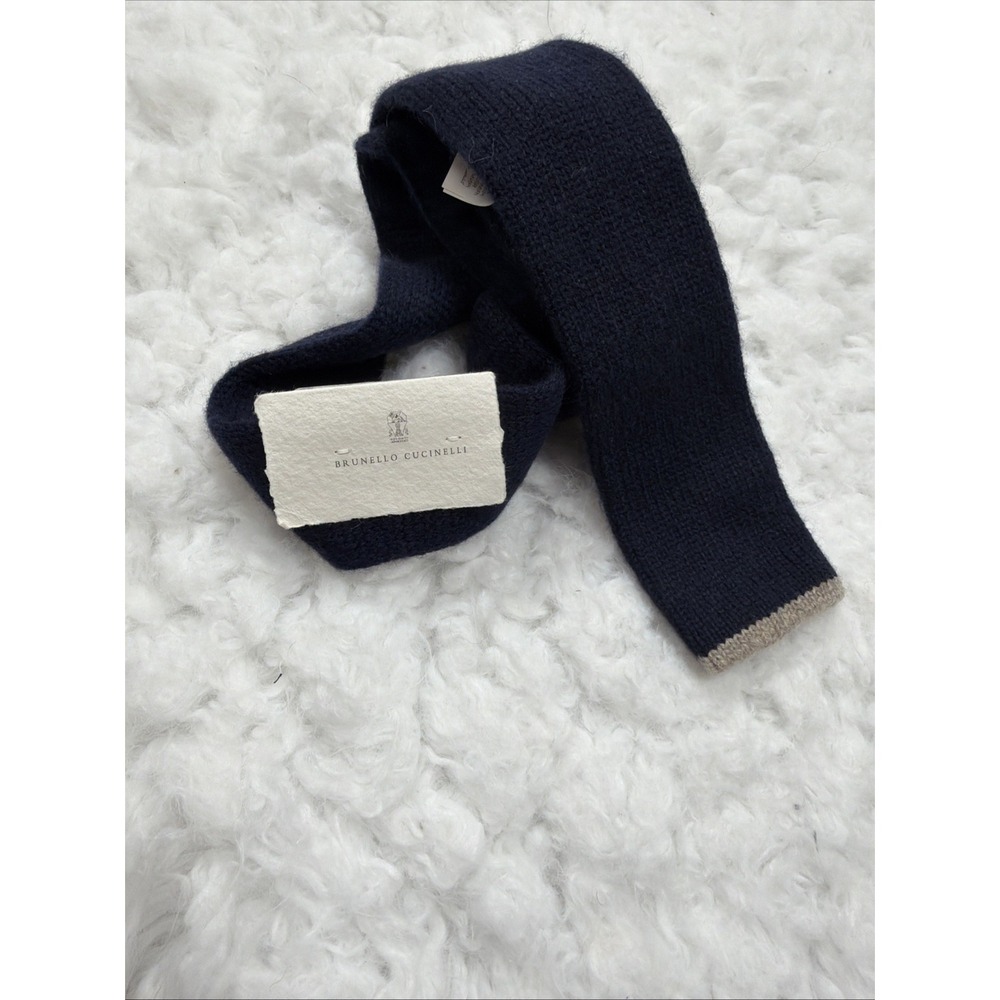 Brunello Cucinelli Cashmere Men Tie Square Skinny Modern Blue Made Italy New!